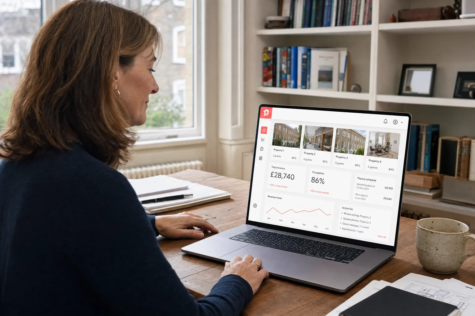 OneStepRent host approval view showing dates and guest activity